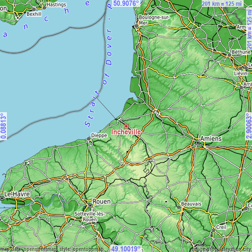 Topographic map of Incheville