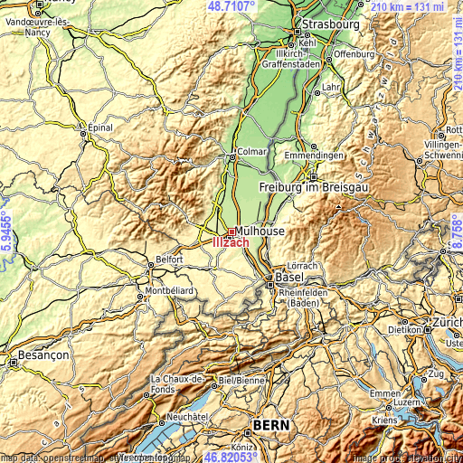 Topographic map of Illzach