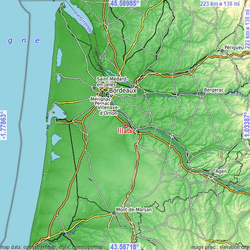 Topographic map of Illats