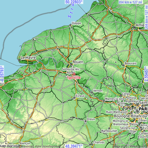 Topographic map of Igoville