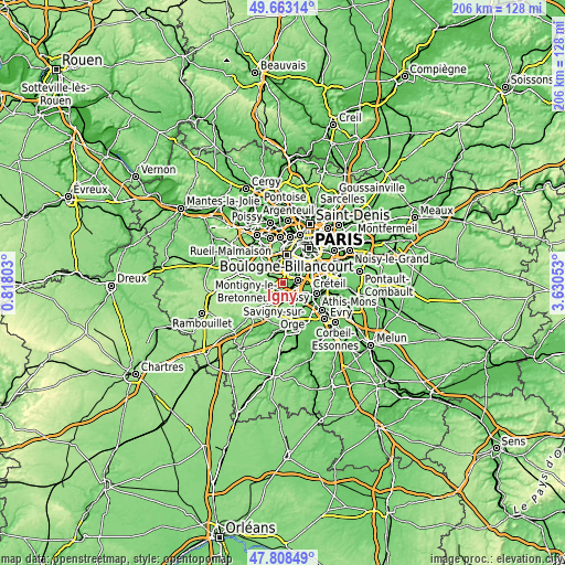 Topographic map of Igny