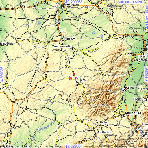 Topographic map of Igney