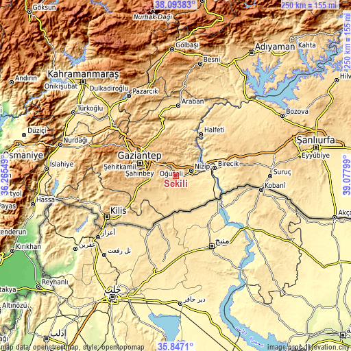 Topographic map of Sekili