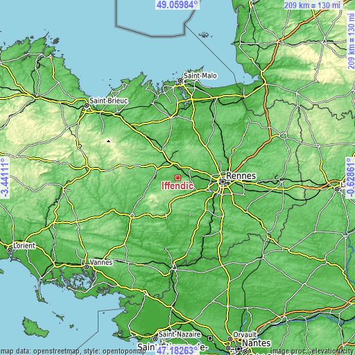 Topographic map of Iffendic