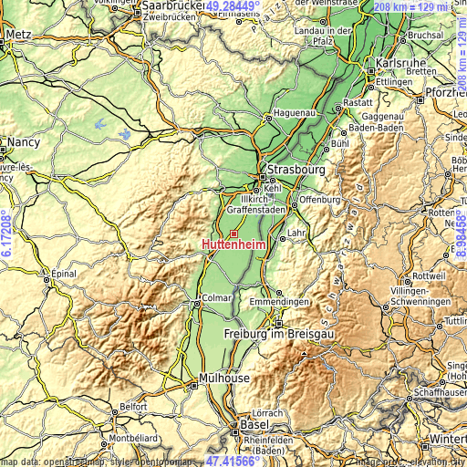 Topographic map of Huttenheim