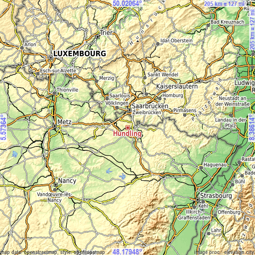 Topographic map of Hundling