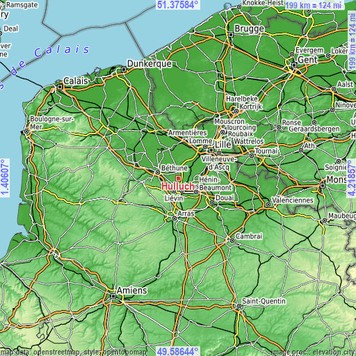 Topographic map of Hulluch