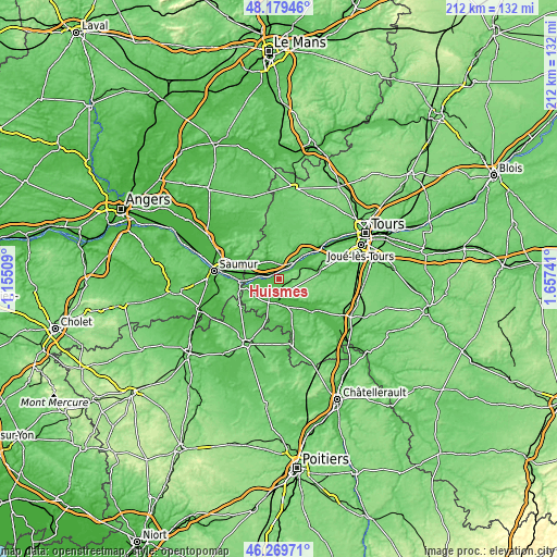 Topographic map of Huismes