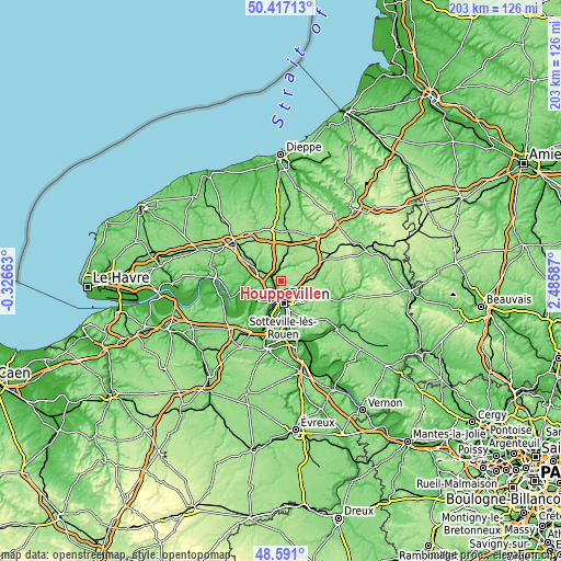 Topographic map of Houppeville