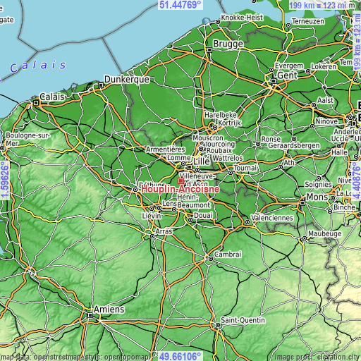 Topographic map of Houplin-Ancoisne