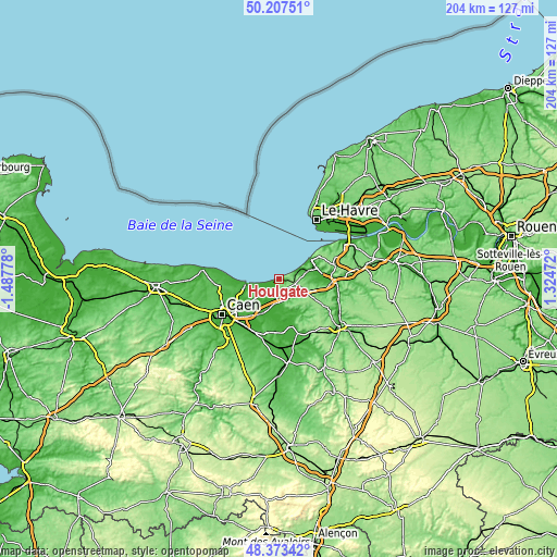 Topographic map of Houlgate