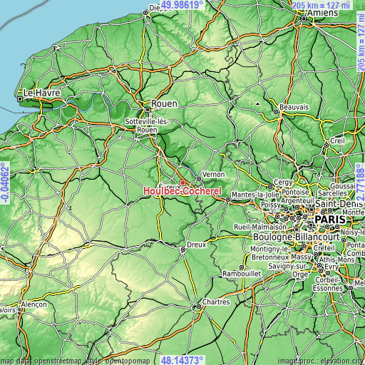 Topographic map of Houlbec-Cocherel