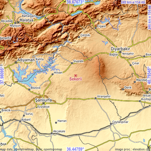 Topographic map of Şekerli