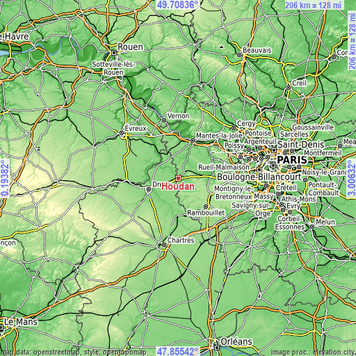 Topographic map of Houdan