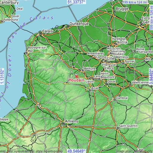 Topographic map of Houdain