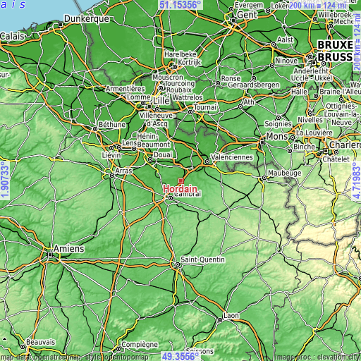 Topographic map of Hordain