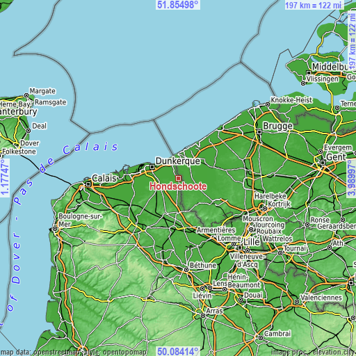 Topographic map of Hondschoote