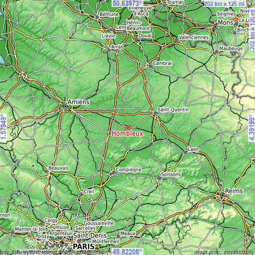 Topographic map of Hombleux