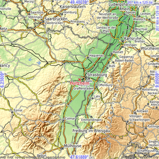 Topographic map of Holtzheim