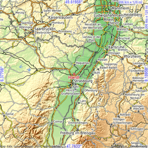 Topographic map of Hœrdt