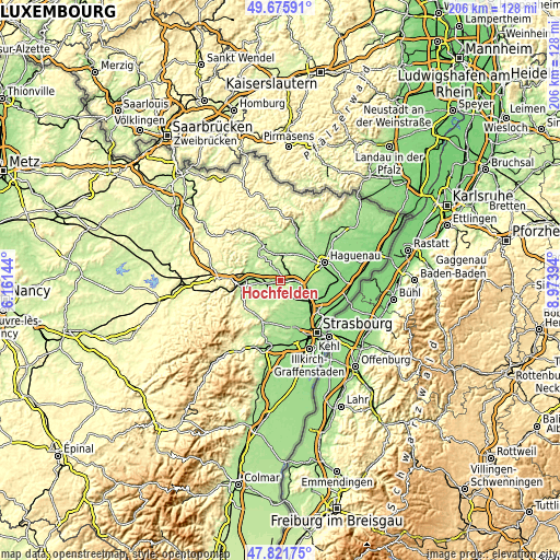 Topographic map of Hochfelden