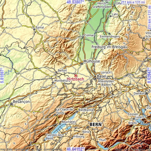 Topographic map of Hirtzbach