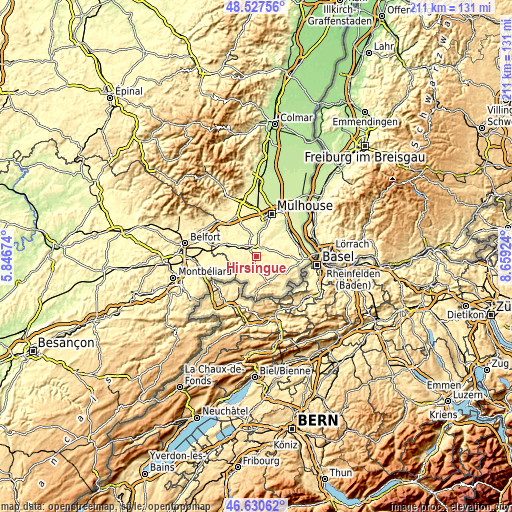 Topographic map of Hirsingue