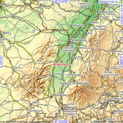 Topographic map of Hilsenheim