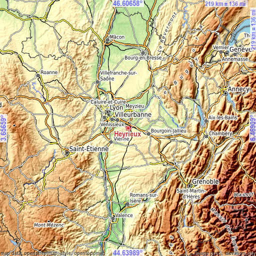 Topographic map of Heyrieux