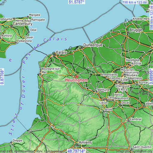 Topographic map of Heuringhem