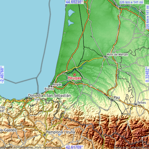 Topographic map of Heugas