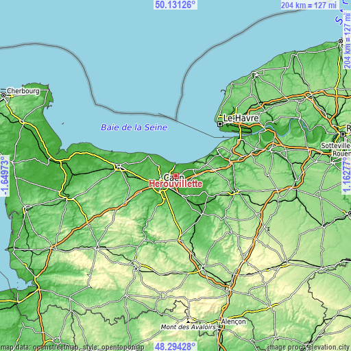Topographic map of Hérouvillette