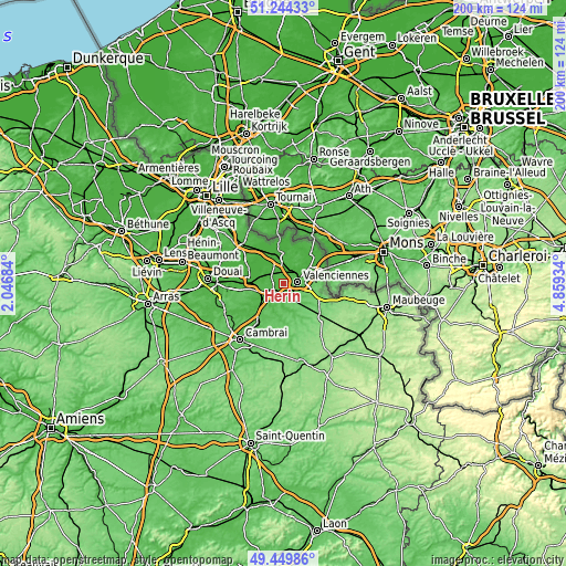 Topographic map of Hérin