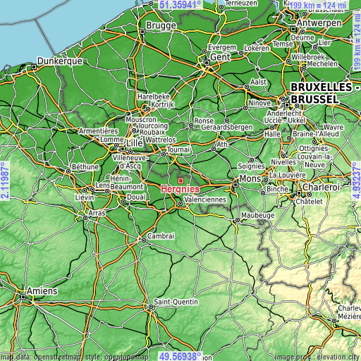 Topographic map of Hergnies