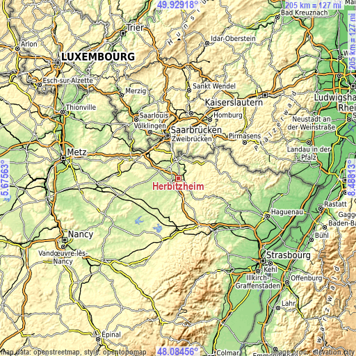 Topographic map of Herbitzheim