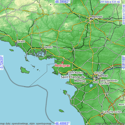 Topographic map of Herbignac