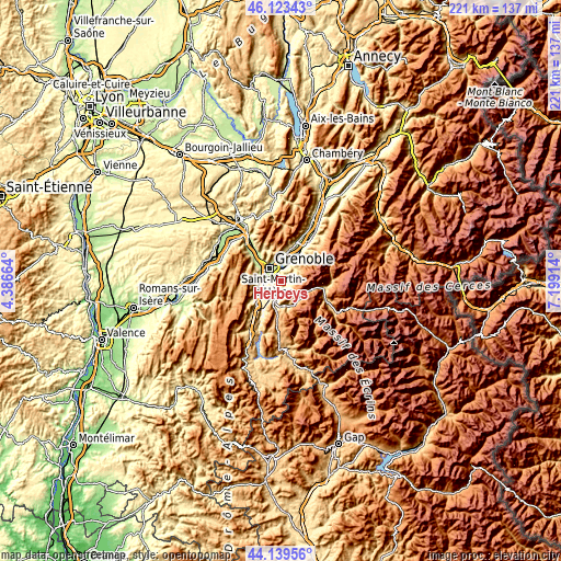 Topographic map of Herbeys