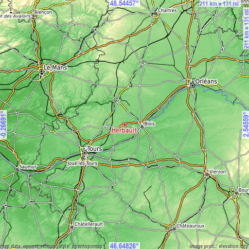 Topographic map of Herbault