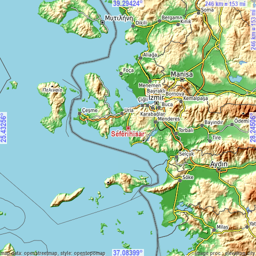 Topographic map of Seferihisar