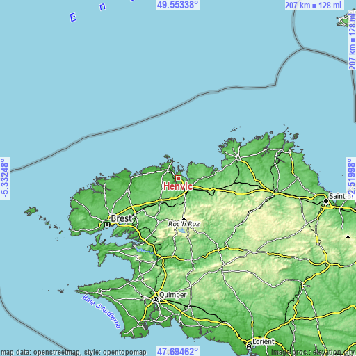 Topographic map of Henvic