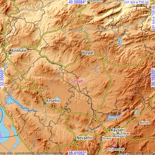 Topographic map of Şefaatlı