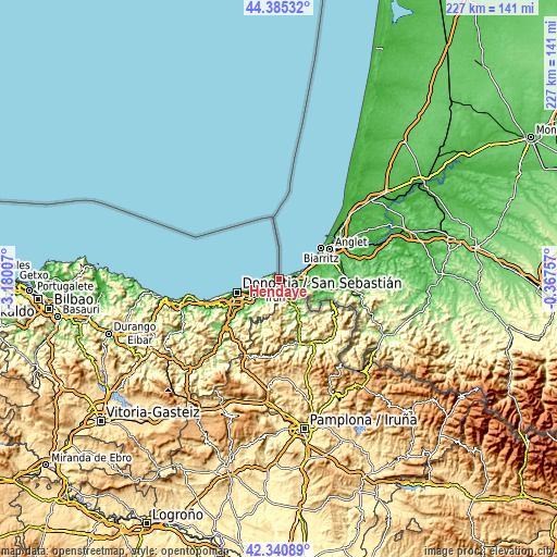 Topographic map of Hendaye