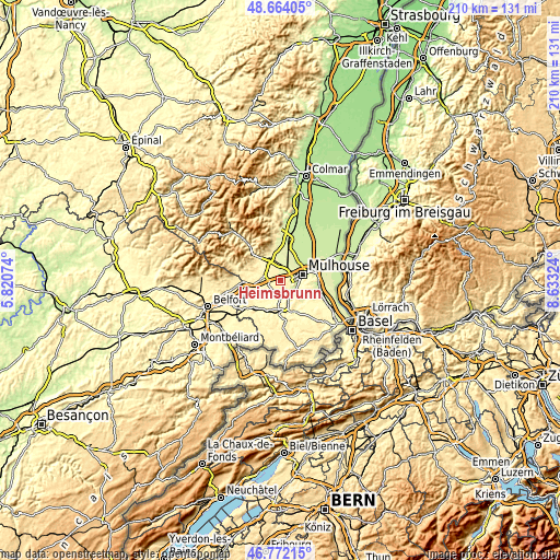 Topographic map of Heimsbrunn