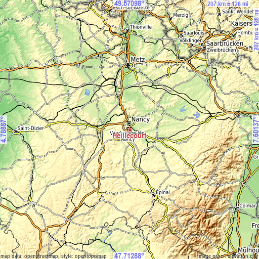 Topographic map of Heillecourt