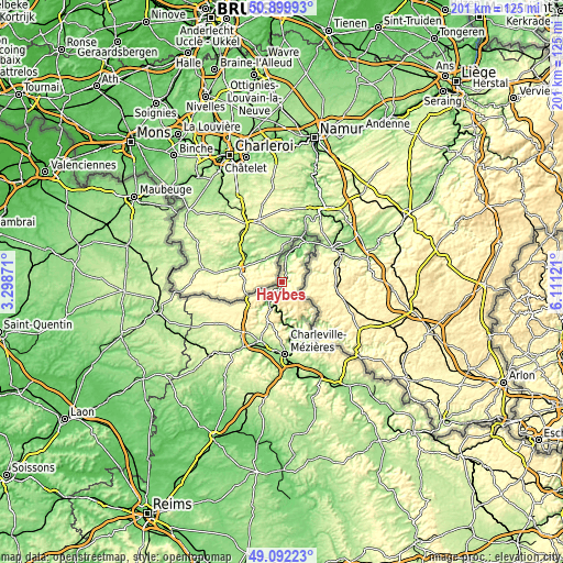 Topographic map of Haybes