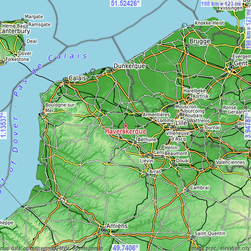 Topographic map of Haverskerque