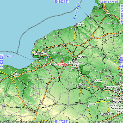 Topographic map of Hauville