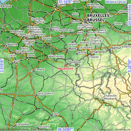 Topographic map of Hautmont