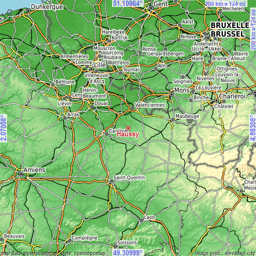 Topographic map of Haussy