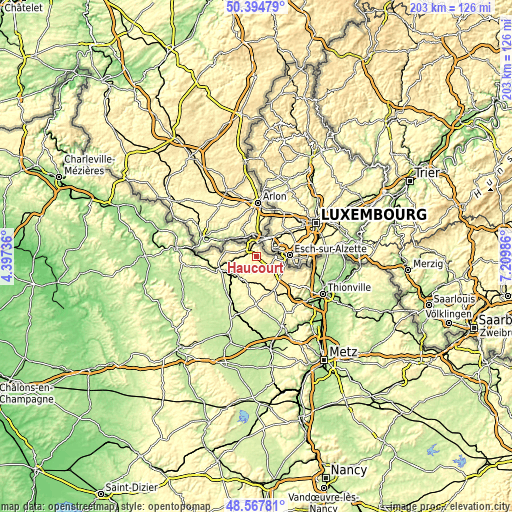 Topographic map of Haucourt